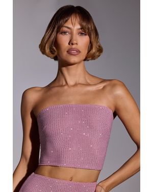 Dead Embellished Strapless Crop Top - Pink