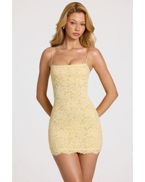 Oh Polly Scalloped-Lace Mini Dress - Yellow