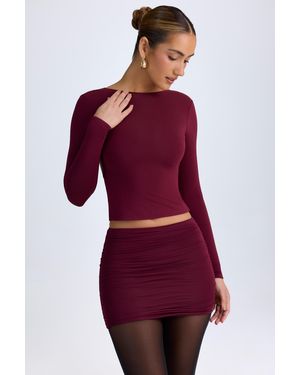 Oh Polly Modal High Neck Long Sleeve Open Back Top - Red
