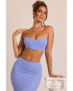 Oh Polly Embellished Strapless Corset Top - Blue