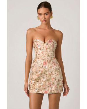 Oh Polly Embellished Strapless A-Line Mini Dress - Natural