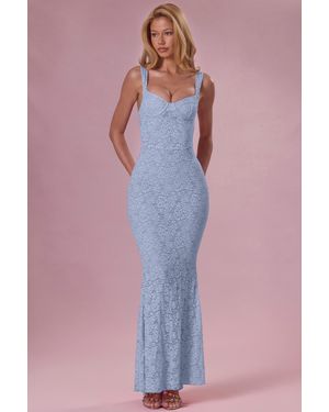 Oh Polly Lace Sweetheart-Neck Gown - Blue