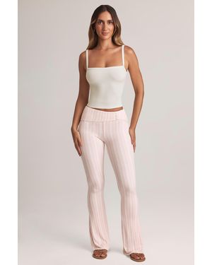 Oh Polly Modal Foldover Mid-Rise Flared Trousers - Multicolour