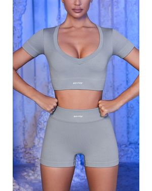 BO+TEE Ribbed Mini Shorts - Grey