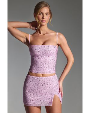 Oh Polly Embellished Mid-Rise Micro Mini Skirt - Pink