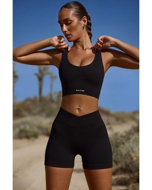 BO+TEE High Waist Flexirib Mini Shorts - Blue