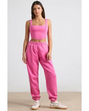BO+TEE Brushed Jersey Oversized Joggers - Pink