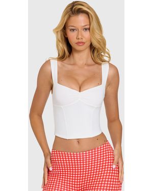 Oh Polly Modal Lace-Trim Top - White