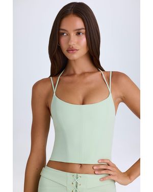 Oh Polly Strappy Halterneck Corset Top - Green