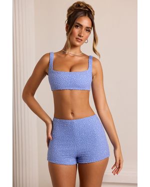 Oh Polly Embellished High Waist Hot Pant Shorts - Blue