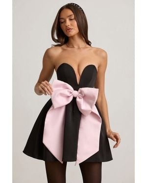 Oh Polly Bow-Detail Corset Mini Dress - Black