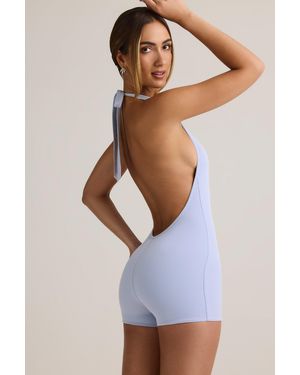 Oh Polly Modal Ribbed Backless Playsuit - Blue