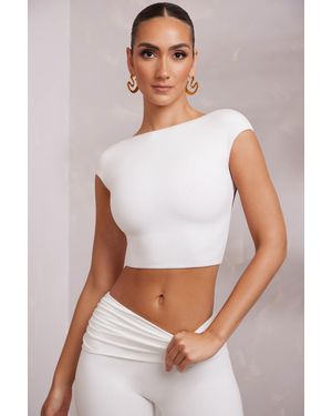Oh Polly Cap Sleeve Open Back Crop Top - White