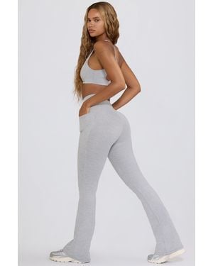 BO+TEE Soft Active V-Waist Pocket Flared Leggings - Grey