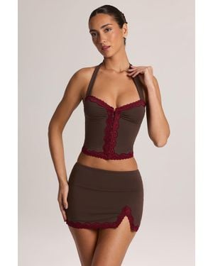 Oh Polly Modal Lace-Trim Low-Rise Mini Skirt - Multicolour