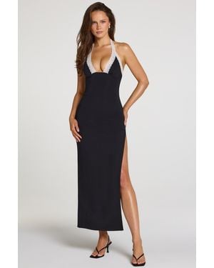 Oh Polly Modal Lace-Trim Maxi Dress - Black