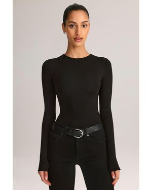 Oh Polly Modal Round-Neck Long-Sleeve Bodysuit - Black