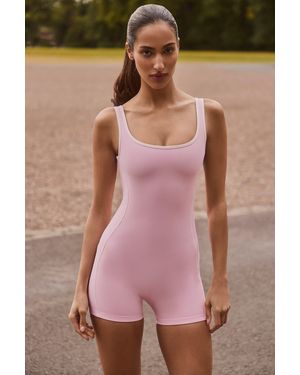 BO+TEE Soft Active Backless Contrast Unitard - Pink