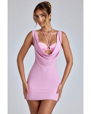 Oh Polly Cowl-Neck A-Line Mini Dress - Pink