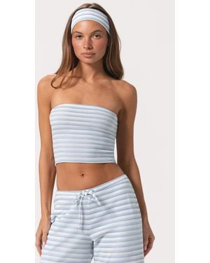 BO+TEE Ribbed Jersey Bandeau Top - Blue