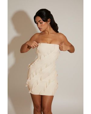 Oh Polly Bandeau Ruffle Detail Mini Dress - White