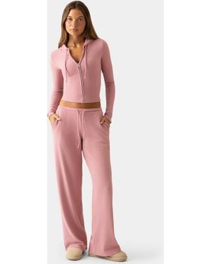 BO+TEE Ribbed Jersey Low-Rise Trousers - Pink