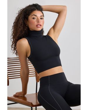 BO+TEE Soft Active Turtleneck Tank Top - Black