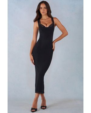 Oh Polly Modal Lace-Trim Midaxi Dress - Black