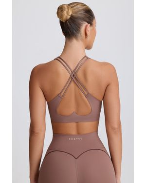 BO+TEE Soft Active V-Neck Sports Bra - Brown
