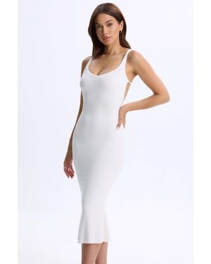 Oh Polly Modal Plunge Open-Back Midaxi Dress - White