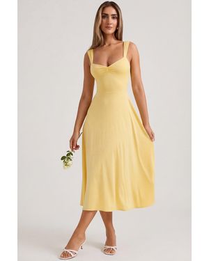 Oh Polly Sweetheart-Neck Ruched Midaxi Dress - Yellow