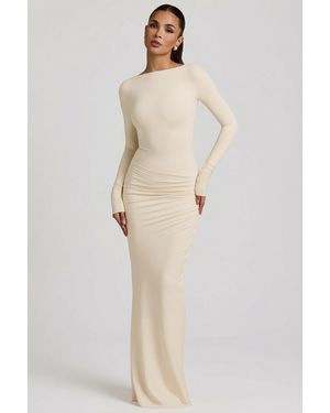 Oh Polly Modal Ruched Backless Maxi Dress - Natural