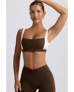 BO+TEE Contrast Sports Bra - Brown