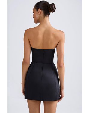 knee length dresses for ladies BONNIE Off Shoulder Tulip Mini Dress With Corsetry Detail in Black main image 0