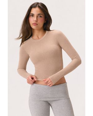 BO+TEE Buttercloud Long-Sleeve Crop Top - Brown