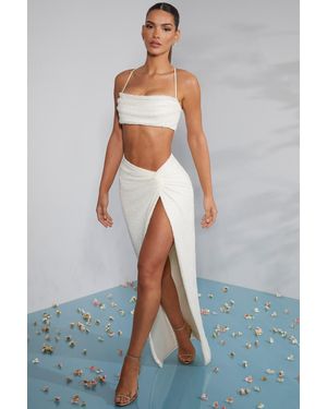 Oh Polly Embellished Knot Front Maxi Skirt - White