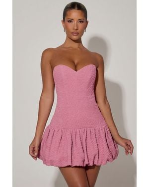 Oh Polly Cut-Out Bubble Hem Corset Mini Dress - Pink