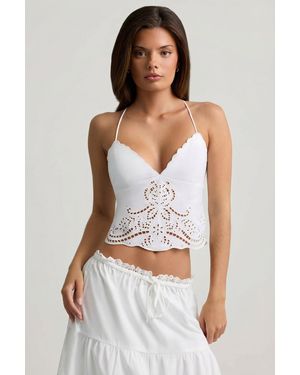 Oh Polly Cutwork Backless Cotton-Poplin Camisole Top - White