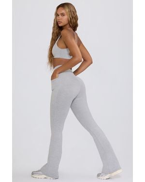 BO+TEE Soft Active V-Waist Pocket Flared Leggings - Grey