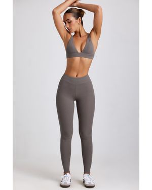 Oh Polly Ribbed Modal High Waist Leggings - Grey