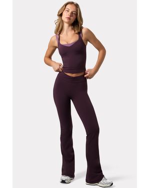 BO+TEE Soft Active Ruched Flared Trousers - Purple