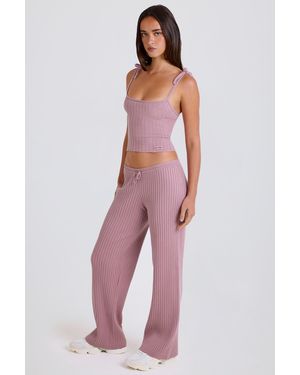 BO+TEE Ribbed Knit Wide-Leg Joggers - Pink