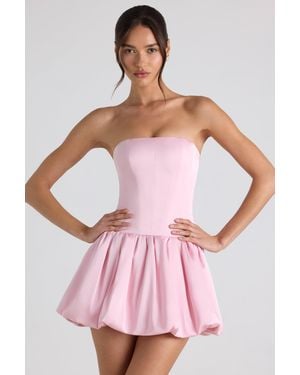 Oh Polly Lace-Up Bubble Hem Corset Mini Dress - Pink
