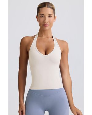 BO+TEE Define Luxe Halterneck Tank Top - White
