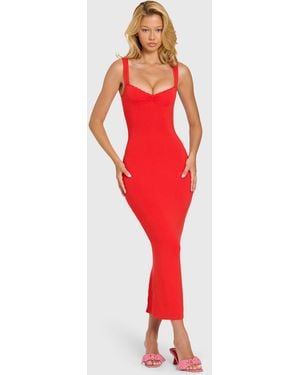 Oh Polly Modal Lace-Trim Midaxi Dress - Red