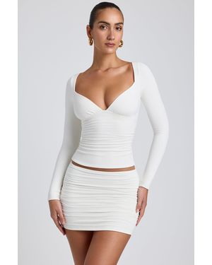 Oh Polly Modal Ruched Long-Sleeve Top - White