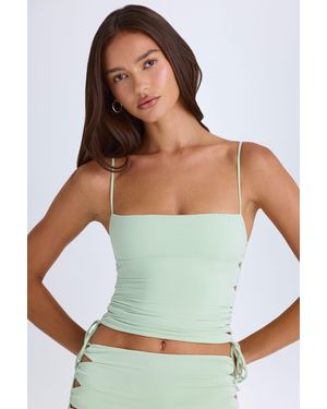Oh Polly Ruched Cut-Out Top - Green