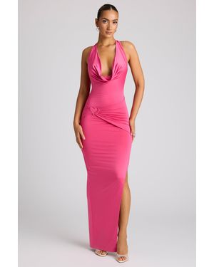 Oh Polly Multiwear Cowl Neck Wrap Over Evening Gown - Pink