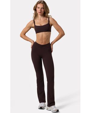 BO+TEE Soft Active Ruched Flared Trousers - Brown