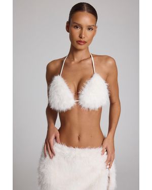 Oh Polly Faux Fur Triangle Bralette - White